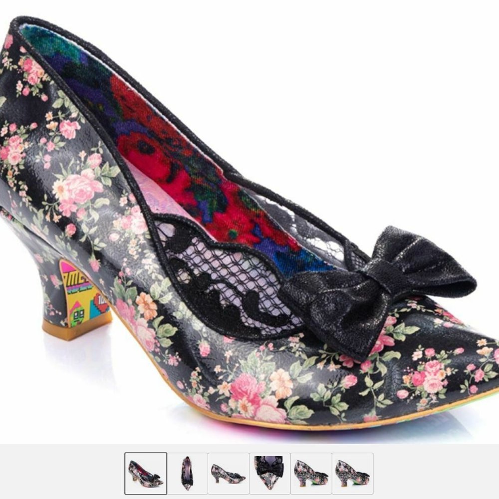 Irregular Choice Marma Ladies Size 42 in BLACK - Low Heel Rococo Style Shoes NIB